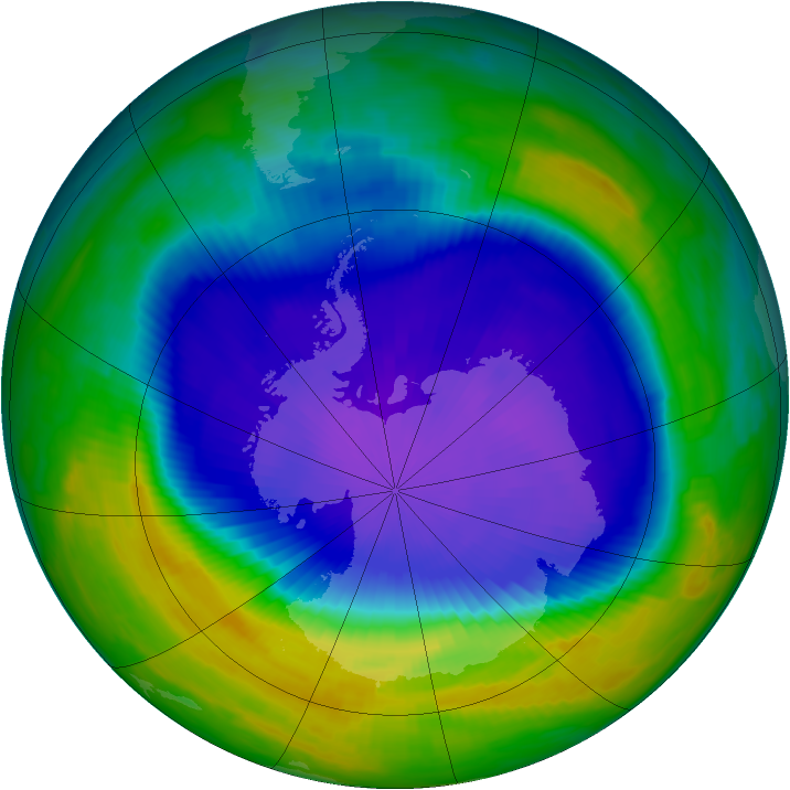 Antarctic ozone map for 02 October 1997